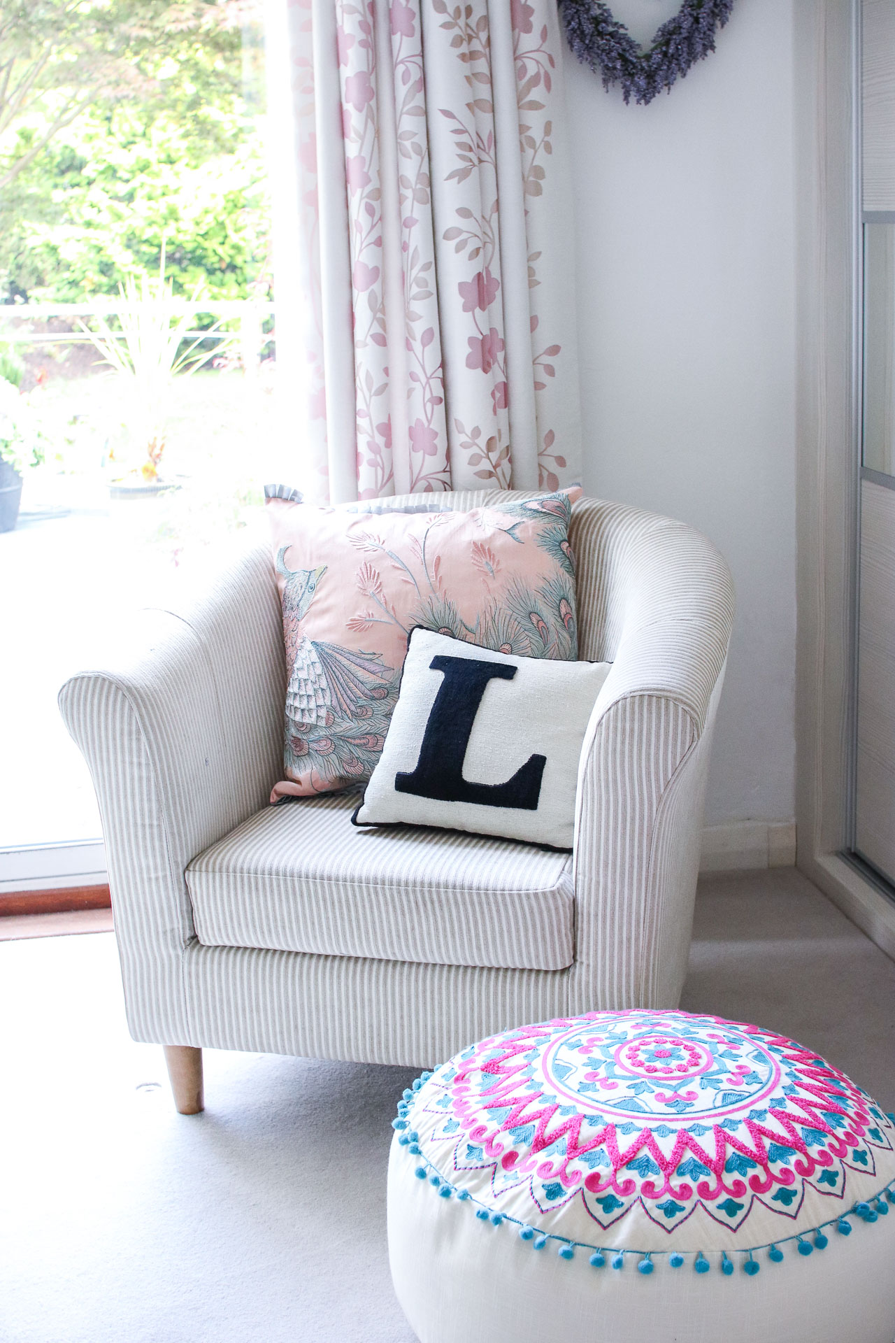pretty bedroom chair pouffe girly pastel