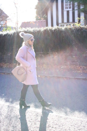 pink coat winter outfit autumn fashion