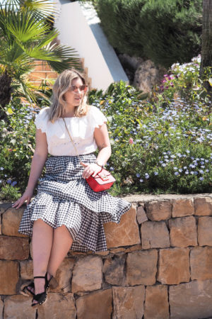gingham skirt spring style outfit