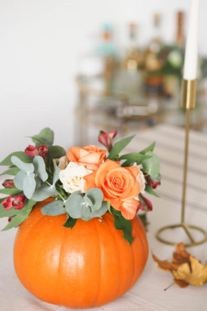DIY pumpkin floral arrangement
