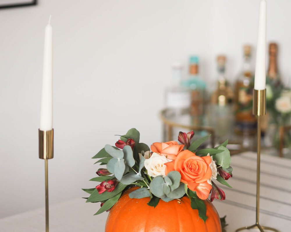 DIY Pumpkin floral arrangement