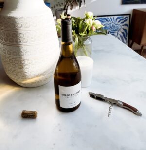 chardonnay on kitchen counter